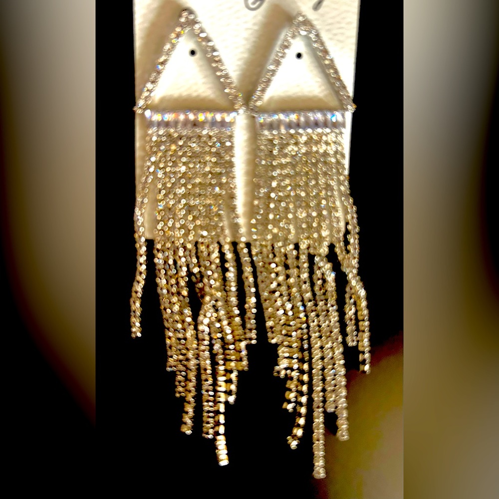 Silver long jeweled classy earrings